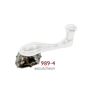 [00989-4] WINDOW HANDLE DELUXE (SCROLL) ESCUTCHEON- chrome  1928-31