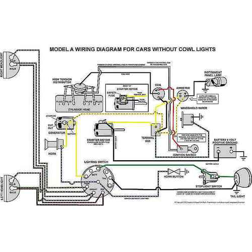[09153-5] WIRING DIAGRAM- 1928-1931 MODEL A  WITH AND W/O COWL LAMPS-  11" X 17" TWO SIDED