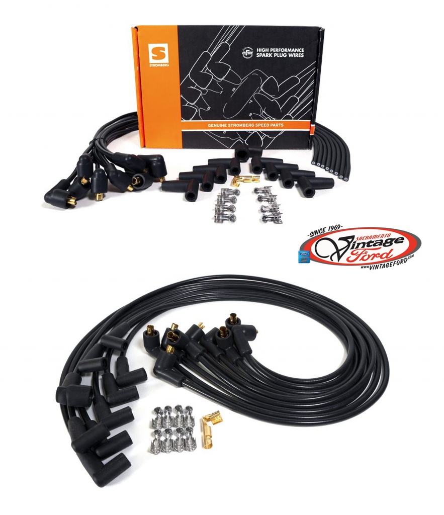 [17100-E] e-FIRE High Performance Suppression Core BLACK Plug Wires for 1942 CRAB cap and 1949-53
