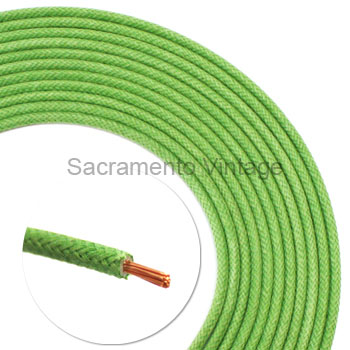 [17602-8] VINTAGE WIRE 14 GA GREEN 8 FT CLOTH COVERED