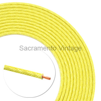 [17604-8] VINTAGE WIRE 14 GA YELLOW 8 FT CLOTH COVERED