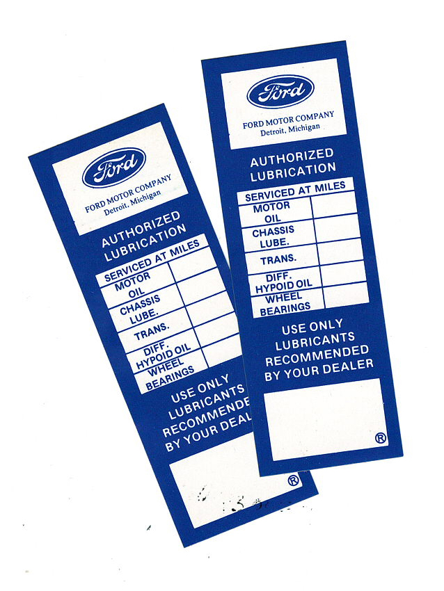 [00048-4] STICKER- FORD AUTHORIZED LUBRICATION  4" X 1" (sold each)