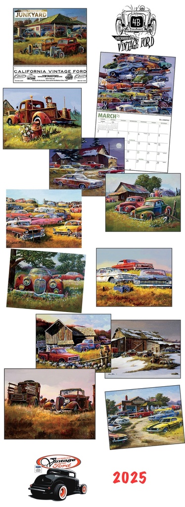 [02063-25] 2025 JUNKYARD CALENDAR- Sacramento Vintage    by Dale Klee - spiral bound  - Open 11" x 19"