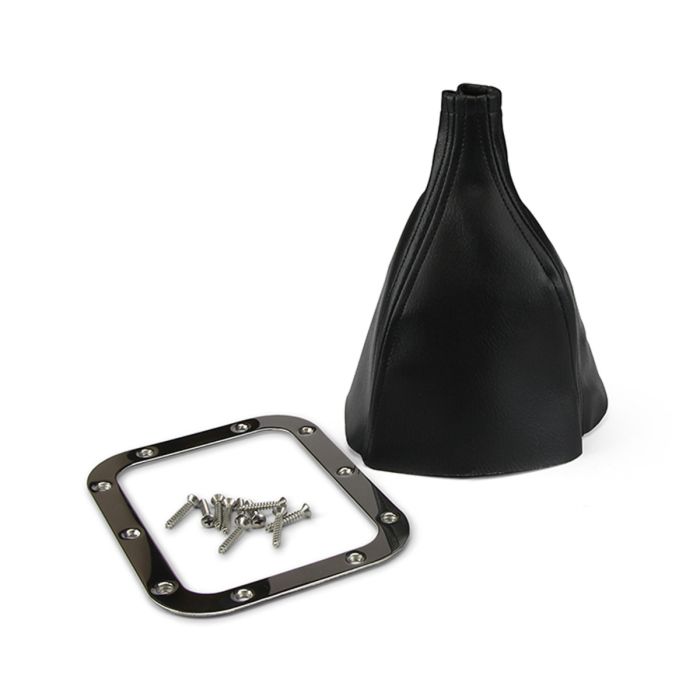 [13500-4] LOKAR SHIFT BOOT RECTANGULAR with POLISHED STAINLESS MOUNTING RING