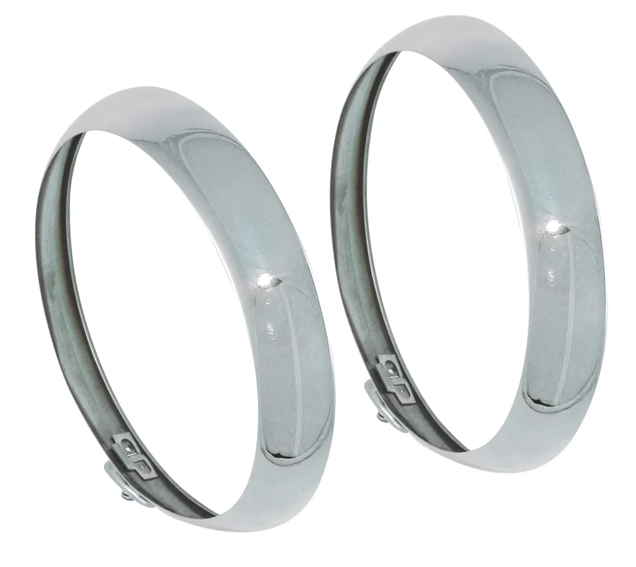 [06057-35] HEADLAMP RIMS- POLISHED STAINLESS WITH CLIPS 1935 PASSENGER & 1935-39 PICKUP